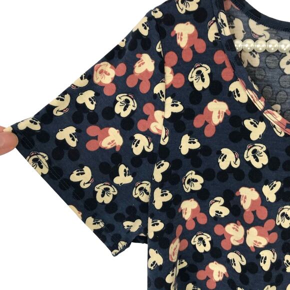 LuLaRoe High Low Tunic Blouse Top Disney Mickey Mouse Scoop Neck Blue Size M - Picture 4 of 7